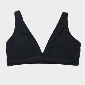 Hilinker Triangle V-Neck Bikini Top Medium Black Solid Stretch Adjustable Strap